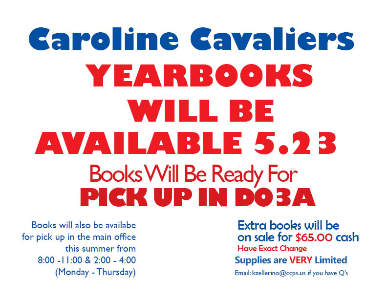 CHS Yearbooks will be available 5/23 for pick up