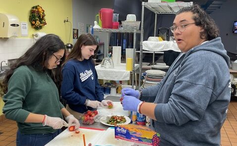 CHS Beta students prepare a fruit salad