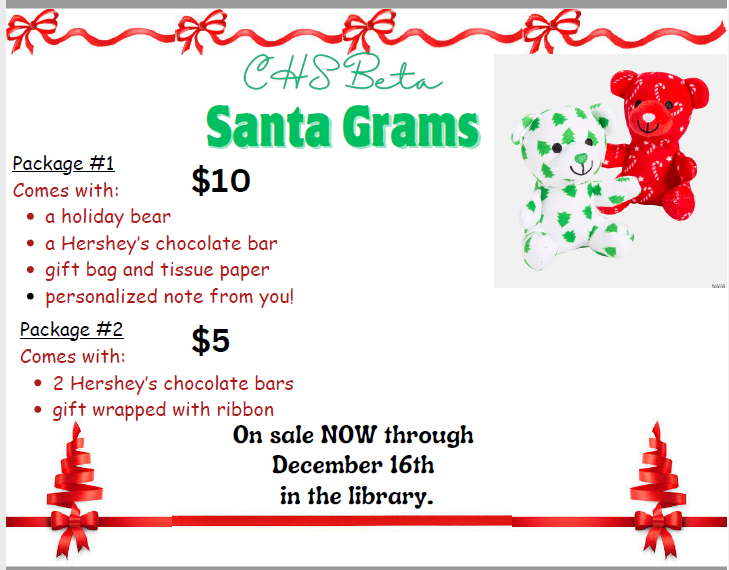 CHS Beta Santa Grams are on sale now.