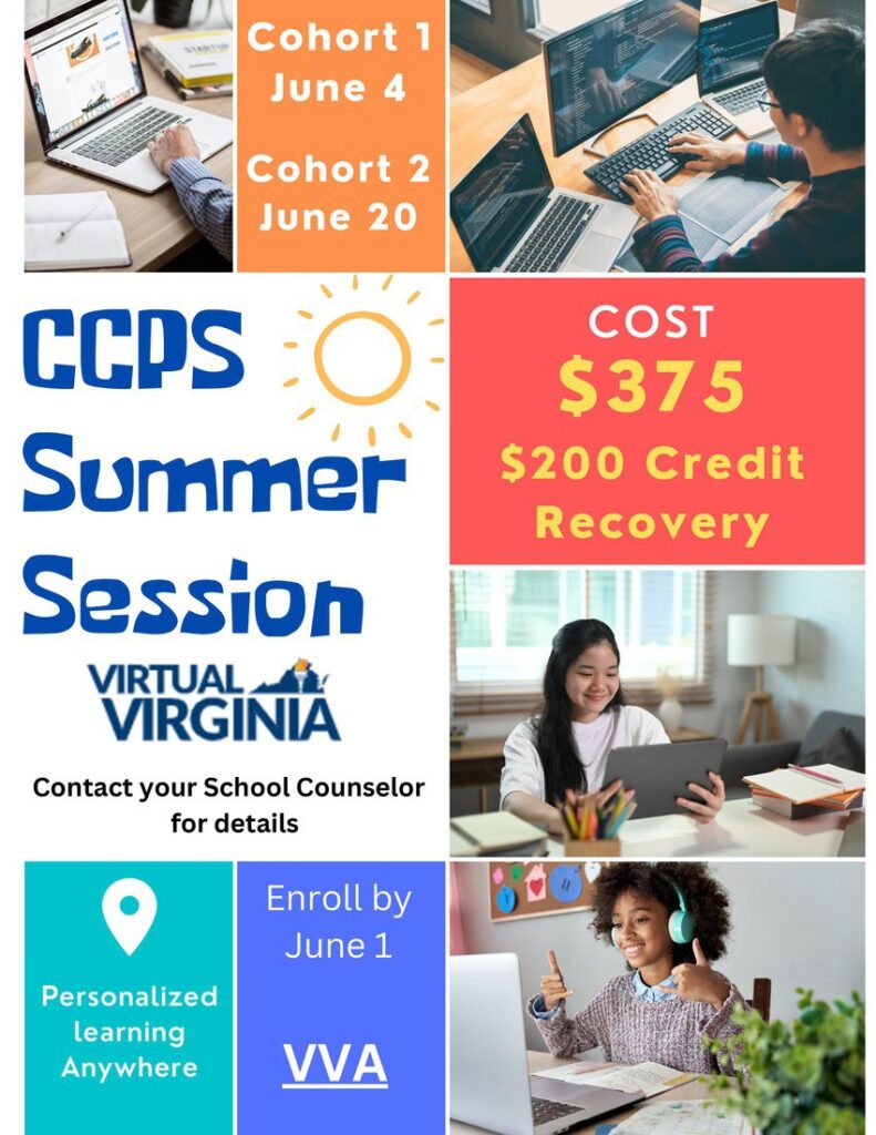 A flyer for the summer session of the Virtual Virginia educational program